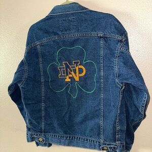 Vintage *Custom* Embroidered Notre Dame Jean Jacket ☘️